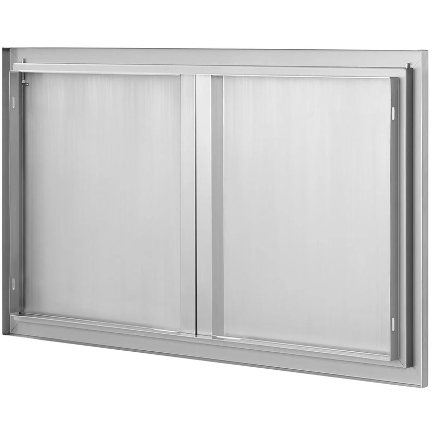 VEVOR BBQ Access Door, 36W x 21H Inch Double Outdoor Kitchen Door, Stainless Steel Flush Mount Door, Wall Vertical Door with Recessed Handles , for BBQ Island, Grilling Station, Outside Cabinet