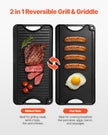 VEVOR 20x10 in Reversible Grill Griddle Pre-Seasoned BBQ Pan Cast Iron Black