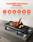 VEVOR 20x10 in Reversible Grill Griddle Pre-Seasoned BBQ Pan Cast Iron Black