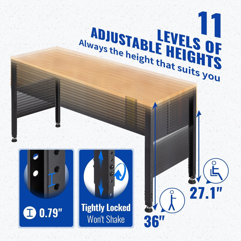 VEVOR Workbench Adjustable Height, 61