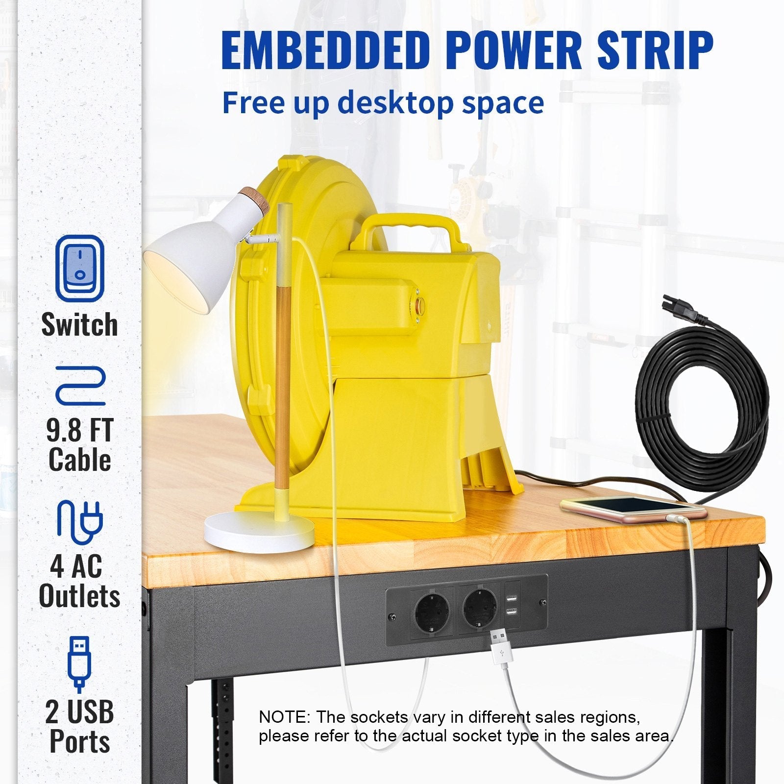 VEVOR Workbench Adjustable Height, 61