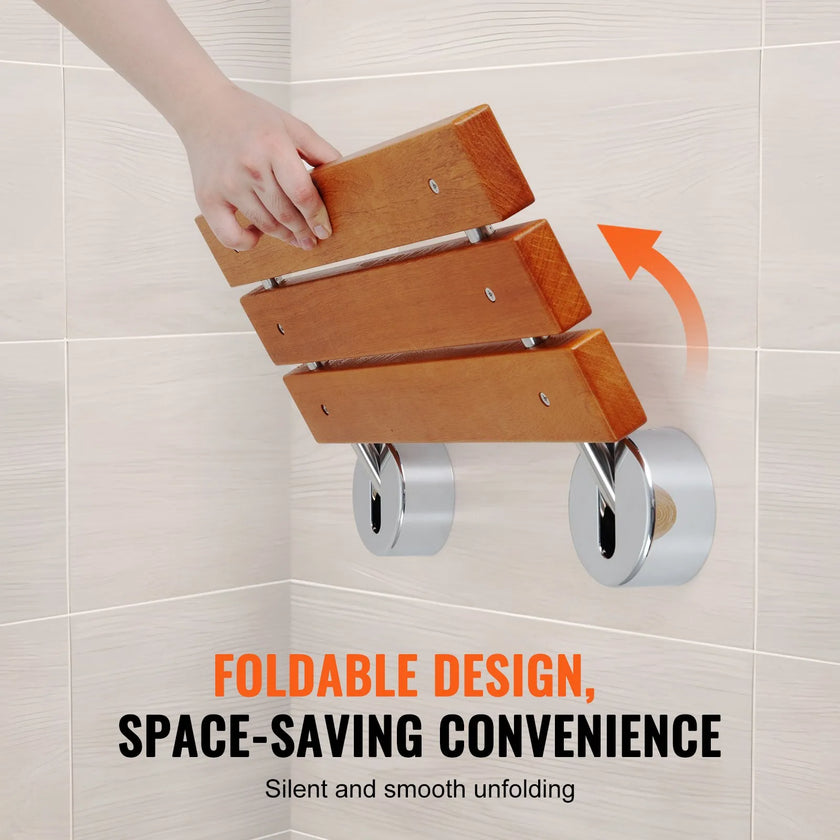 VEVOR Folding Teak Shower Seat 20.1