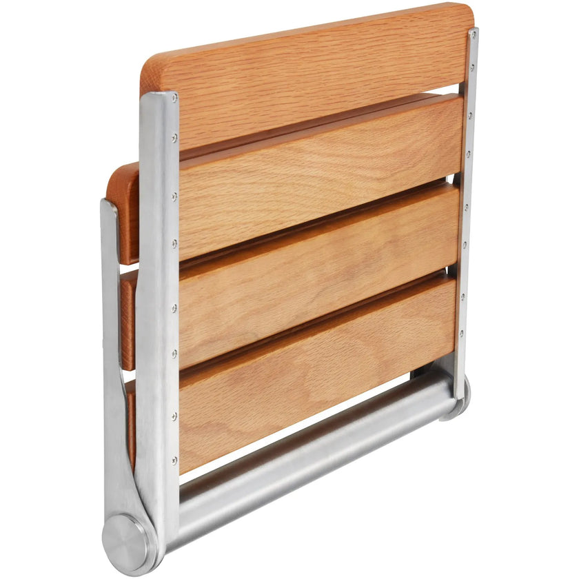 VEVOR Folding Oak Shower Seat 16.1