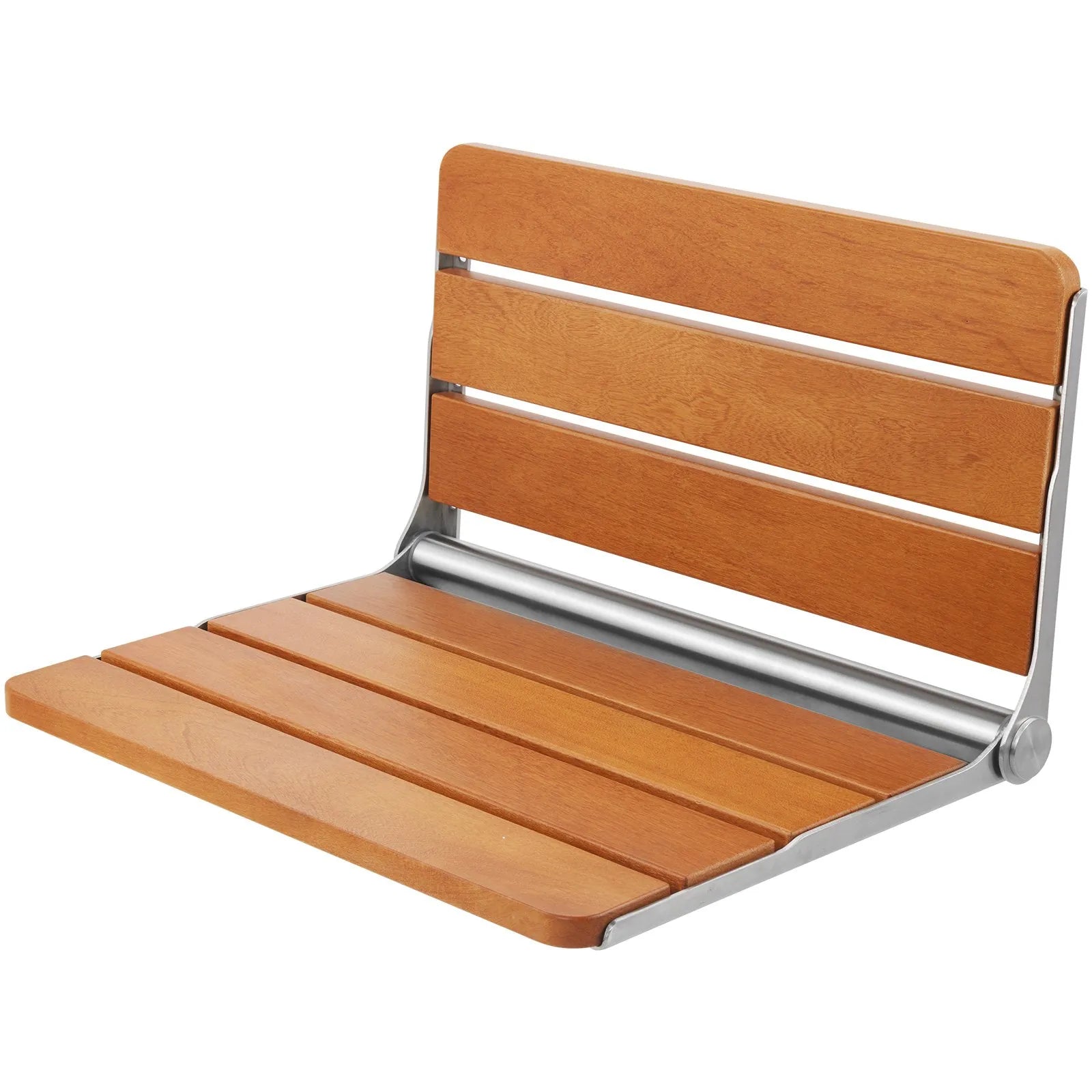 VEVOR Folding Teak Shower Seat 20.9'' x 16'' Wall Mounted Shower Bench 500 lbs