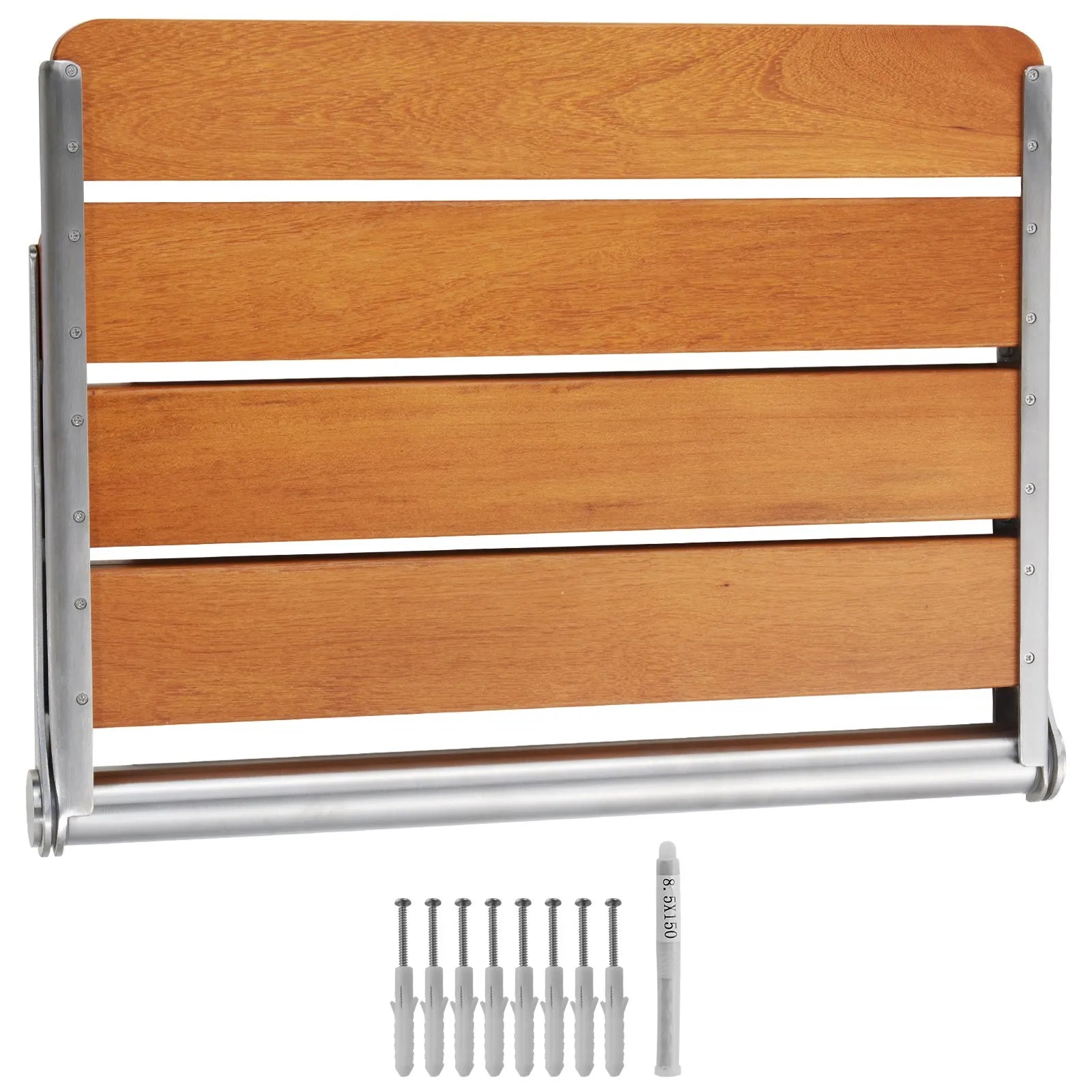 VEVOR Folding Teak Shower Seat 20.9'' x 16'' Wall Mounted Shower Bench 500 lbs