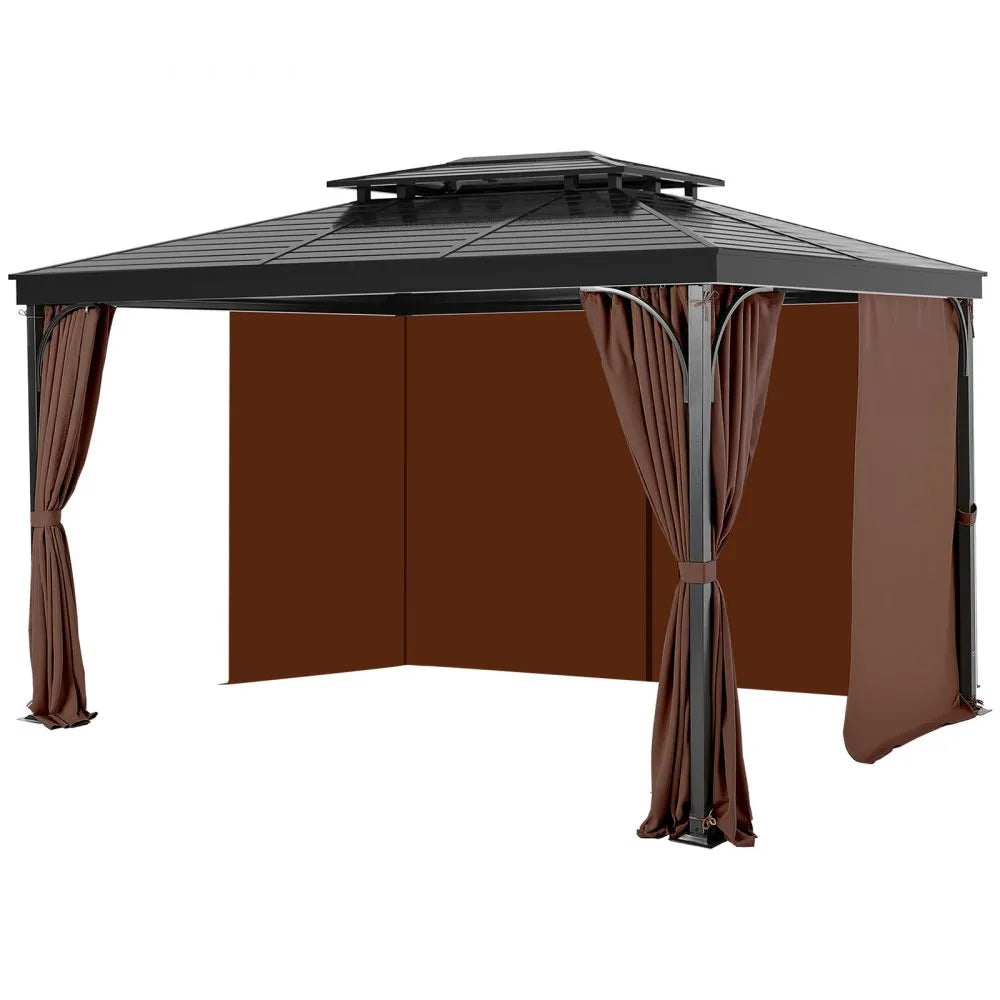 VEVOR Gazebo Privacy Curtain 10' x 10' x 6.9' Waterproof Gazebo Curtains Coffee