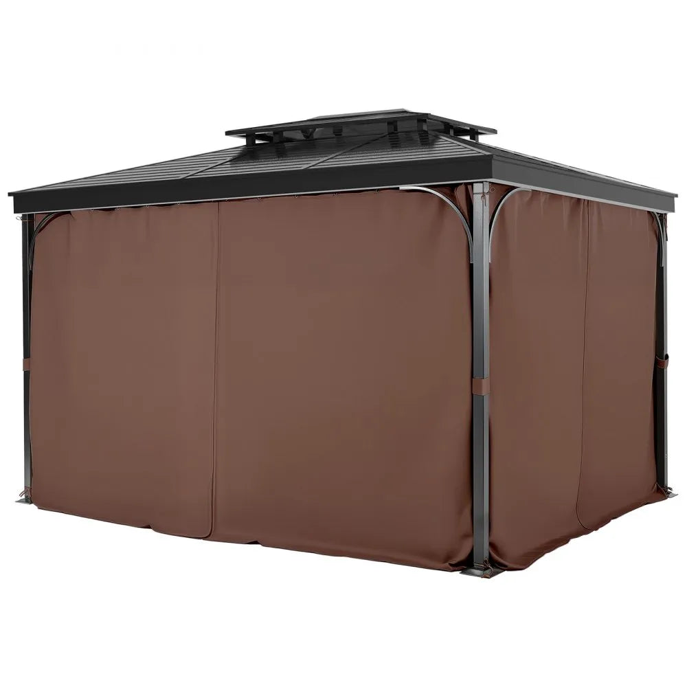 VEVOR Gazebo Privacy Curtain 10' x 10' x 6.9' Waterproof Gazebo Curtains Coffee