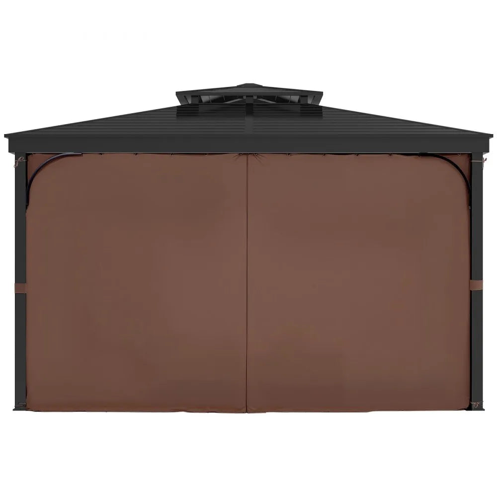 VEVOR Gazebo Privacy Curtain 10' x 10' x 6.9' Waterproof Gazebo Curtains Coffee