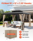 VEVOR Gazebo Privacy Curtain 12' x 10' x 7.3' Waterproof Gazebo Curtains Khaki