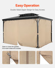 VEVOR Gazebo Privacy Curtain 12' x 10' x 7.3' Waterproof Gazebo Curtains Khaki