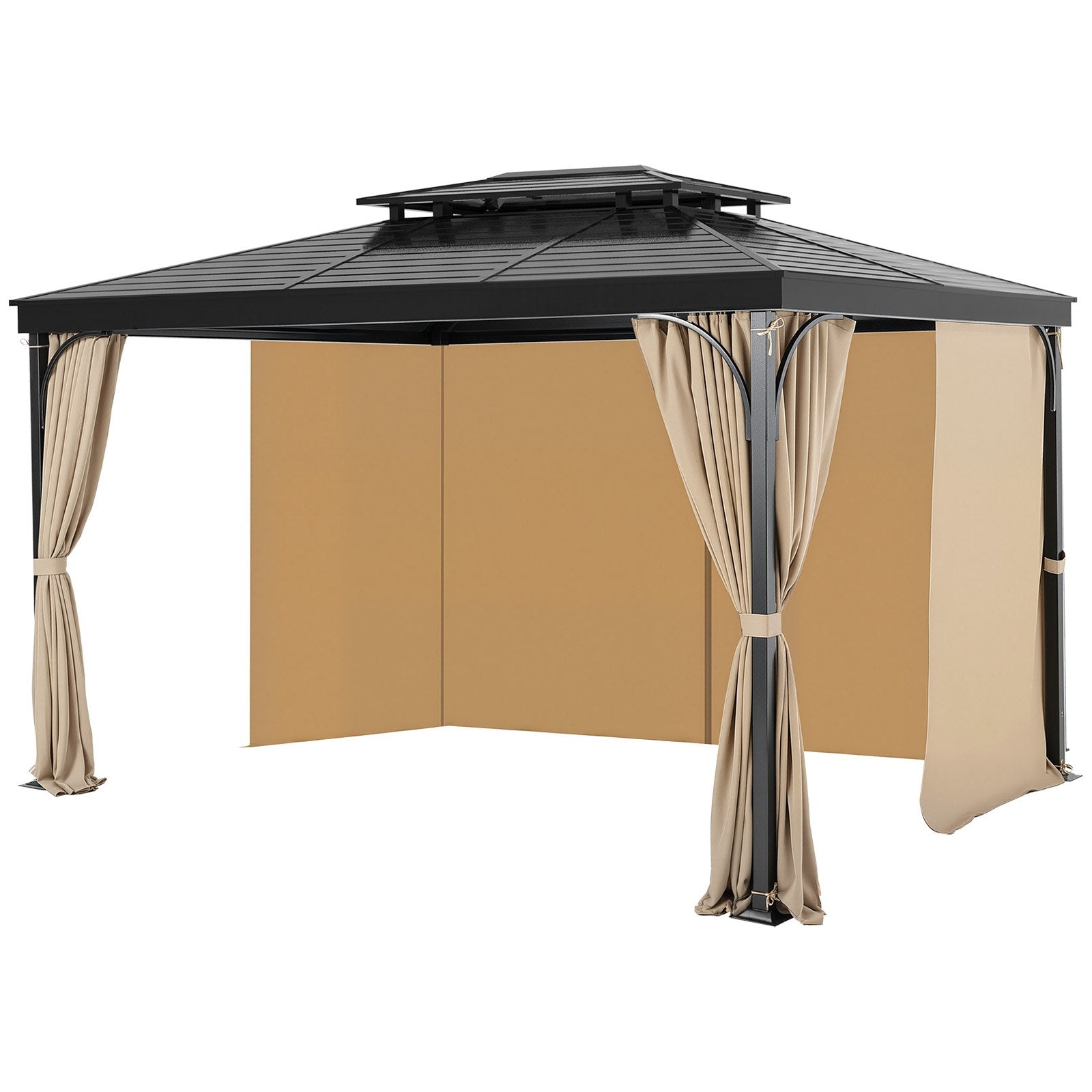 VEVOR Gazebo Privacy Curtain 12' x 10' x 7.3' Waterproof Gazebo Curtains Khaki