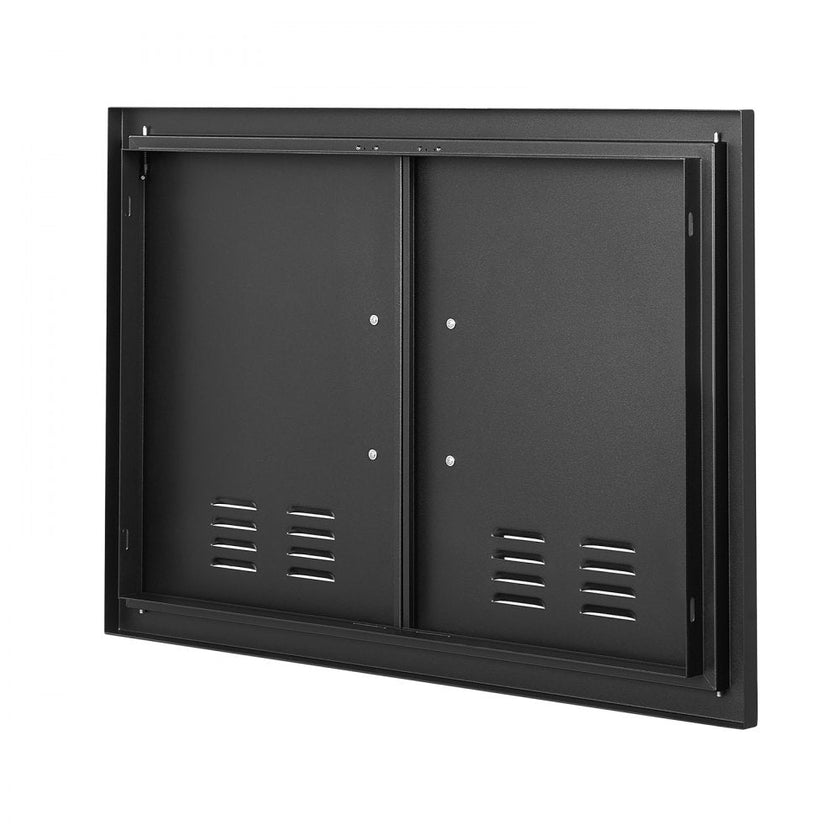 VEVOR BBQ Access Door, 30W x 21H Inch Double Outdoor Kitchen Door, Cold Plate Flush Mount Door, Wall Vertical Door with Handles and Ventss, for BBQ Island, Grilling Station, Outside Cabinet