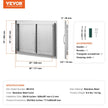 VEVOR BBQ Access Door, 28W x 19H Inch Double Outdoor Kitchen Door, Stainless Steel Flush Mount Door, Wall Vertical Door with Handles, for BBQ Island, Grilling Station, Outside Cabinet