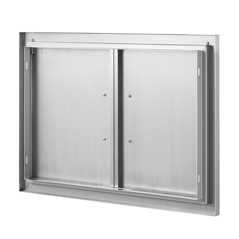 VEVOR BBQ Access Door, 28W x 19H Inch Double Outdoor Kitchen Door, Stainless Steel Flush Mount Door, Wall Vertical Door with Handles, for BBQ Island, Grilling Station, Outside Cabinet