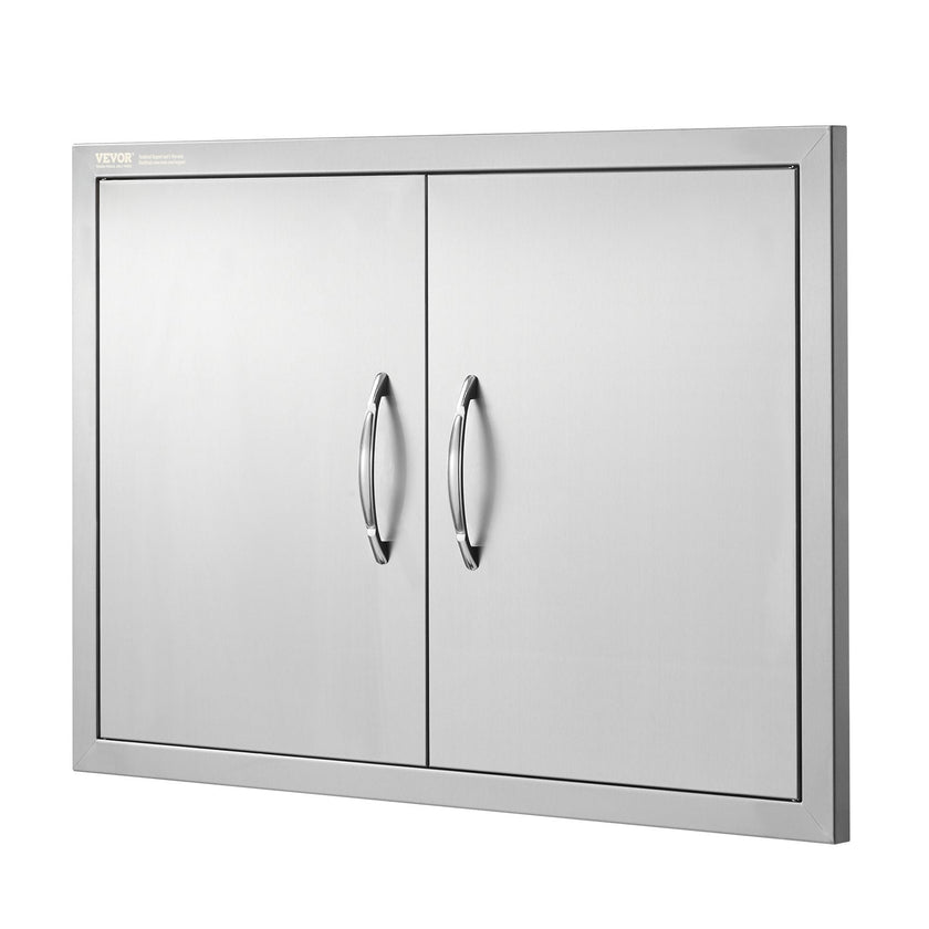 VEVOR BBQ Access Door, 30W x 21H Inch Double Outdoor Kitchen Door, Stainless Steel Flush Mount Door, Wall Vertical Door with Handles, for BBQ Island, Grilling Station, Outside Cabinet