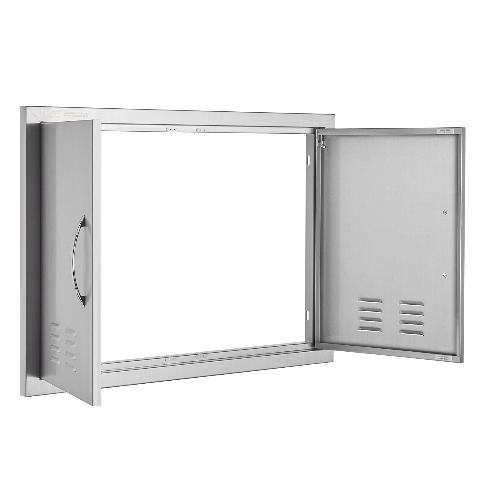 VEVOR BBQ Access Door, 30W x 21H Inch Double Outdoor Kitchen Door, Stainless Steel Flush Mount Door, Wall Vertical Door with Handles and Vents, for BBQ Island, Grilling Station, Outside Cabinet