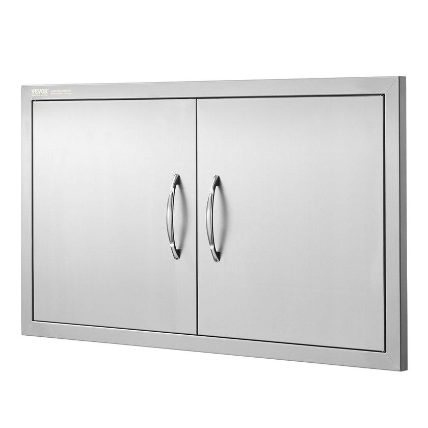 VEVOR BBQ Access Door, 34W x 19H Inch Double Outdoor Kitchen Door, Stainless Steel Flush Mount Door, Wall Vertical Door with Handles, for BBQ Island, Grilling Station, Outside Cabinet