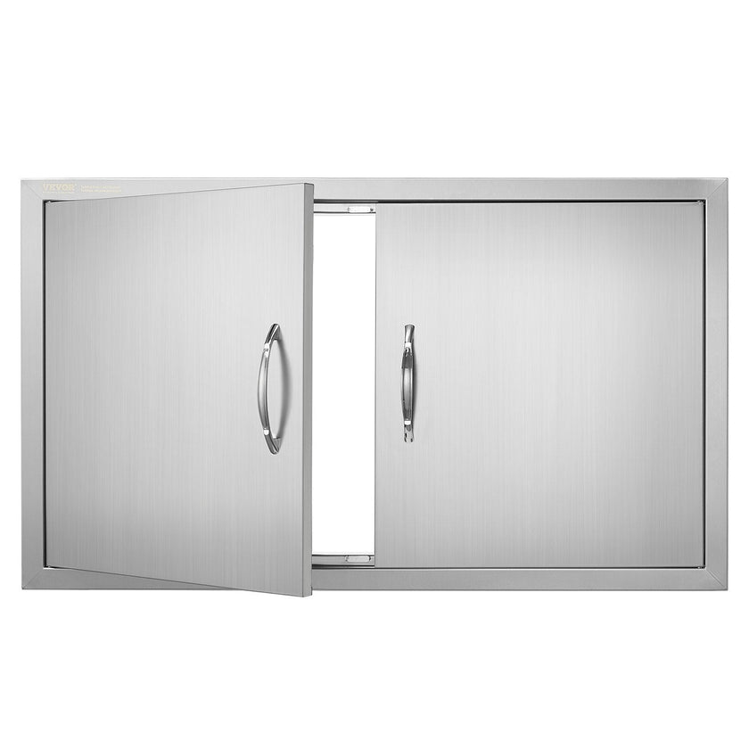 VEVOR BBQ Access Door, 36W x 21H Inch Double Outdoor Kitchen Door, Stainless Steel Flush Mount Door, Wall Vertical Door with Handles, for BBQ Island, Grilling Station, Outside Cabinet