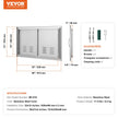 VEVOR BBQ Access Door, 36W x 21H Inch Double Outdoor Kitchen Door, Stainless Steel Flush Mount Door, Wall Vertical Door with Handles and Vents, for BBQ Island, Grilling Station, Outside Cabinet