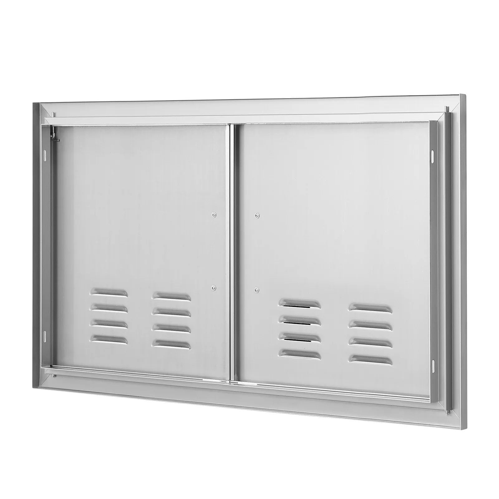 VEVOR BBQ Access Door, 36W x 21H Inch Double Outdoor Kitchen Door, Stainless Steel Flush Mount Door, Wall Vertical Door with Handles and Vents, for BBQ Island, Grilling Station, Outside Cabinet