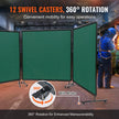 VEVOR Welding Screen with Frame, 6' x 6' 3 Panel Welding Curtain Screens, Flame-Resistant Vinyl Welding Protection Screen on 12 Swivel Wheels (6 Lockable), Moveable & Professional for Workshop, Green