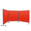 VEVOR Welding Screen with Frame, 6' x 6' 3 Panel Welding Curtain Screens, Flame-Resistant Vinyl Welding Protection Screen on 12 Swivel Wheels (6 Lockable), Moveable & Professional for Workshop, Red