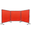 VEVOR Welding Screen with Frame, 6' x 6' 3 Panel Welding Curtain Screens, Flame-Resistant Vinyl Welding Protection Screen on 12 Swivel Wheels (6 Lockable), Moveable & Professional for Workshop, Red