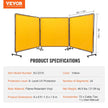 VEVOR Welding Screen with Frame, 6' x 6' 3 Panel Welding Curtain Screens, Flame-Resistant Vinyl Welding Protection Screen on 12 Swivel Wheels (6 Lockable), Moveable & Professional for Workshop, Yellow