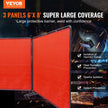 VEVOR Welding Screen with Frame, 6' x 8' 3 Panel Welding Curtain Screens, Flame-Resistant Vinyl Welding Protection Screen on 12 Swivel Wheels (6 Lockable), Moveable & Professional for Workshop, Red
