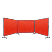 VEVOR Welding Screen with Frame, 6' x 8' 3 Panel Welding Curtain Screens, Flame-Resistant Vinyl Welding Protection Screen on 12 Swivel Wheels (6 Lockable), Moveable & Professional for Workshop, Red