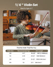VEVOR Violin 1/4 Size Fiddle Set Solidwood for Beginners with Case Rosin Brown