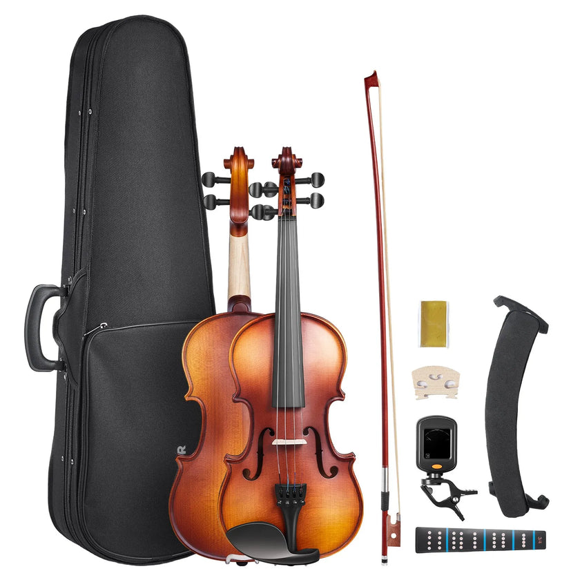 VEVOR Violin 3/4 Size Fiddle Set Solidwood for Beginners with Case Rosin Brown