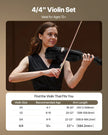 VEVOR Violin 4/4 Size Fiddle Set Solidwood for Beginners with Case Rosin Black