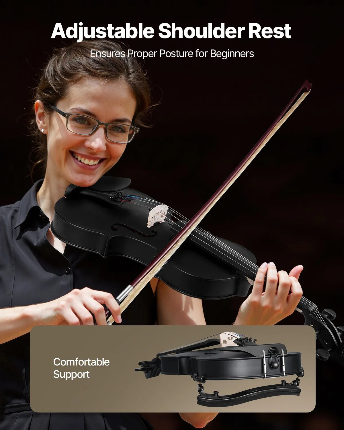 VEVOR Violin 4/4 Size Fiddle Set Solidwood for Beginners with Case Rosin Black