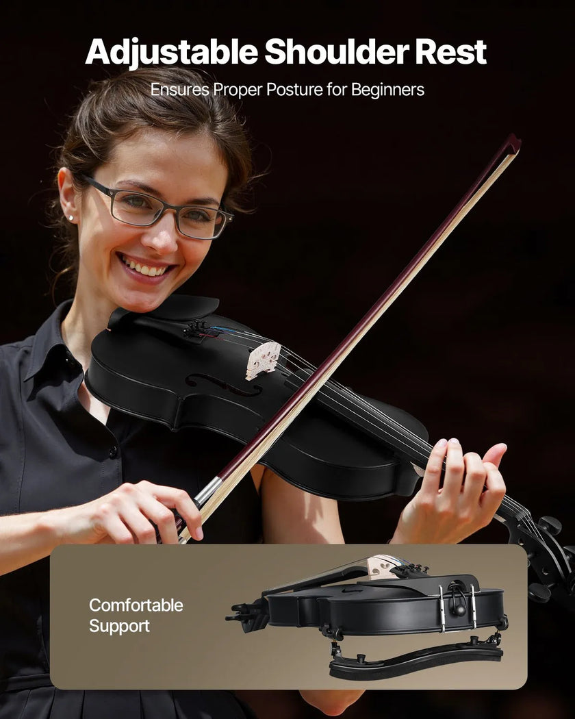 VEVOR Violin 4/4 Size Fiddle Set Solidwood for Beginners with Case Rosin Black