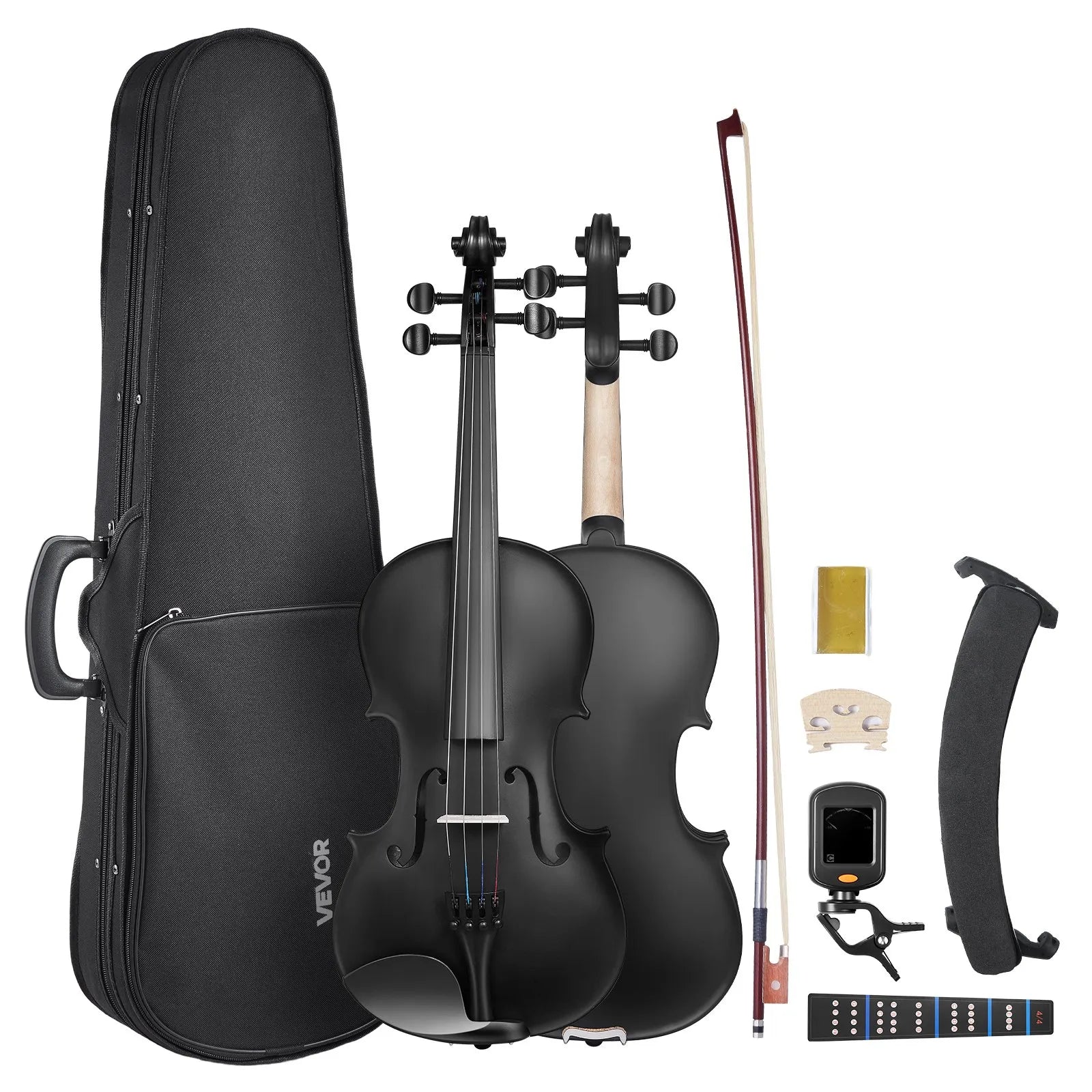 VEVOR Violin 4/4 Size Fiddle Set Solidwood for Beginners with Case Rosin Black