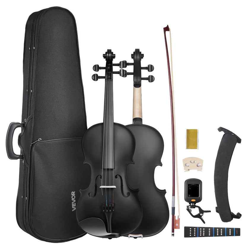 VEVOR Violin 4/4 Size Fiddle Set Solidwood for Beginners with Case Rosin Black