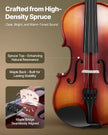 VEVOR Violin 4/4 Full Size Fiddle Set Solidwood for Beginners Glossy Brown