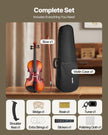 VEVOR Violin 4/4 Full Size Fiddle Set Solidwood for Beginners Glossy Brown