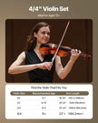 VEVOR Violin 4/4 Size Fiddle Set Solidwood for Beginners Glossy Brown Patterned