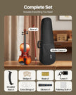 VEVOR Violin 4/4 Size Fiddle Set Solidwood for Beginners Glossy Brown Patterned