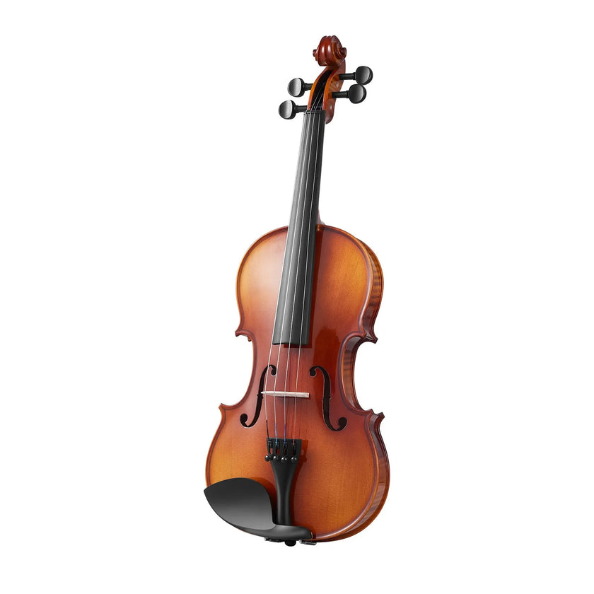VEVOR Violin 4/4 Size Fiddle Set Solidwood for Beginners Glossy Brown Patterned