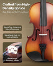 VEVOR Violin 4/4 Full Size Fiddle Set Solidwood for Beginners Matte Brown
