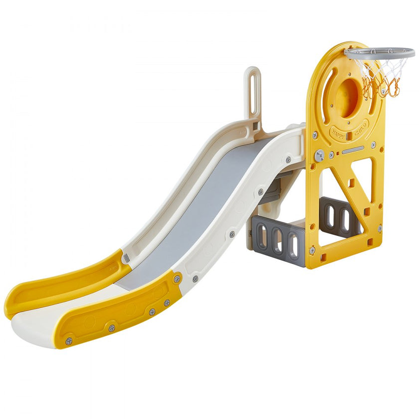 VEVOR Toddler Slide, Kid Slide for Toddlers Age 1-12 w/ Climbable Ladders & Basketball Hoop & Storage Space, Indoor Outdoor Slide Playset for Kids Within 110lbs, Toddler Playground w/ Raised Handrail