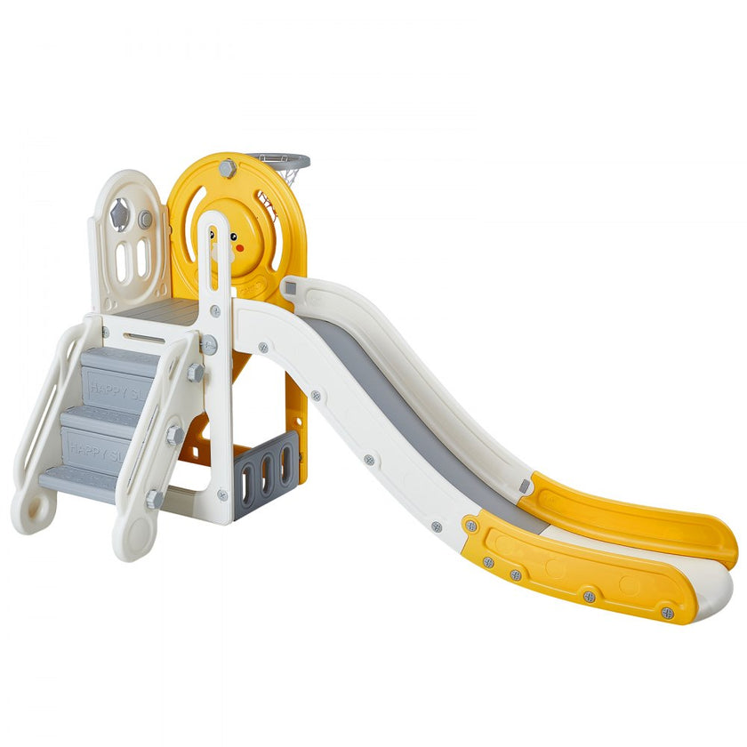 VEVOR Toddler Slide, Kid Slide for Toddlers Age 1-12 w/ Climbable Ladders & Basketball Hoop & Storage Space, Indoor Outdoor Slide Playset for Kids Within 110lbs, Toddler Playground w/ Raised Handrail