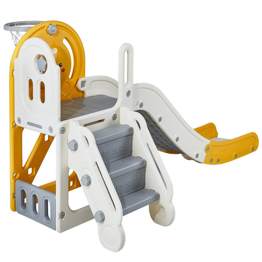 VEVOR Toddler Slide, Kid Slide for Toddlers Age 1-12 w/ Climbable Ladders & Basketball Hoop & Storage Space, Indoor Outdoor Slide Playset for Kids Within 110lbs, Toddler Playground w/ Raised Handrail