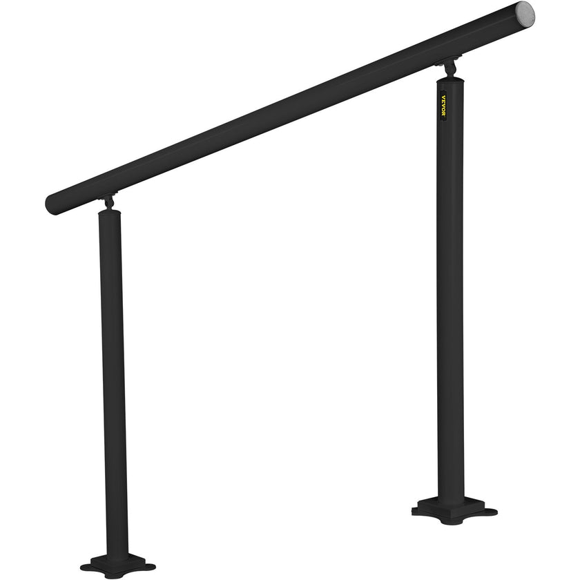 VEVOR Outdoor Stair Railing Kit, 5 FT Handrails 0-5 Steps, Adjustable Angle Black Aluminum Stair Hand Rail for The Elderly, Handrails for Indoor & Outdoor Steps