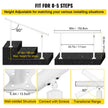 VEVOR Outdoor Stair Railing Kit, 5 FT Handrails 0-5 Steps, Adjustable Angle White Aluminum Stair Hand Rail for The Elderly, Handrails for Outdoor Steps