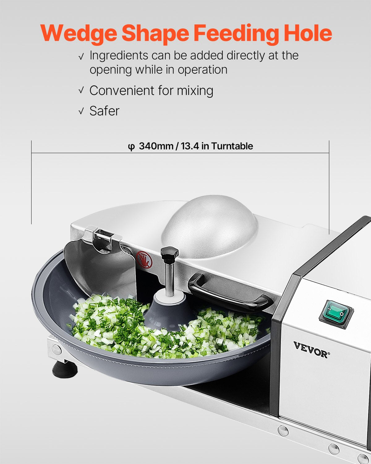 VEVOR Food Processor Vegetable Chopper 3000RPM Food-Grade Stainless Steel