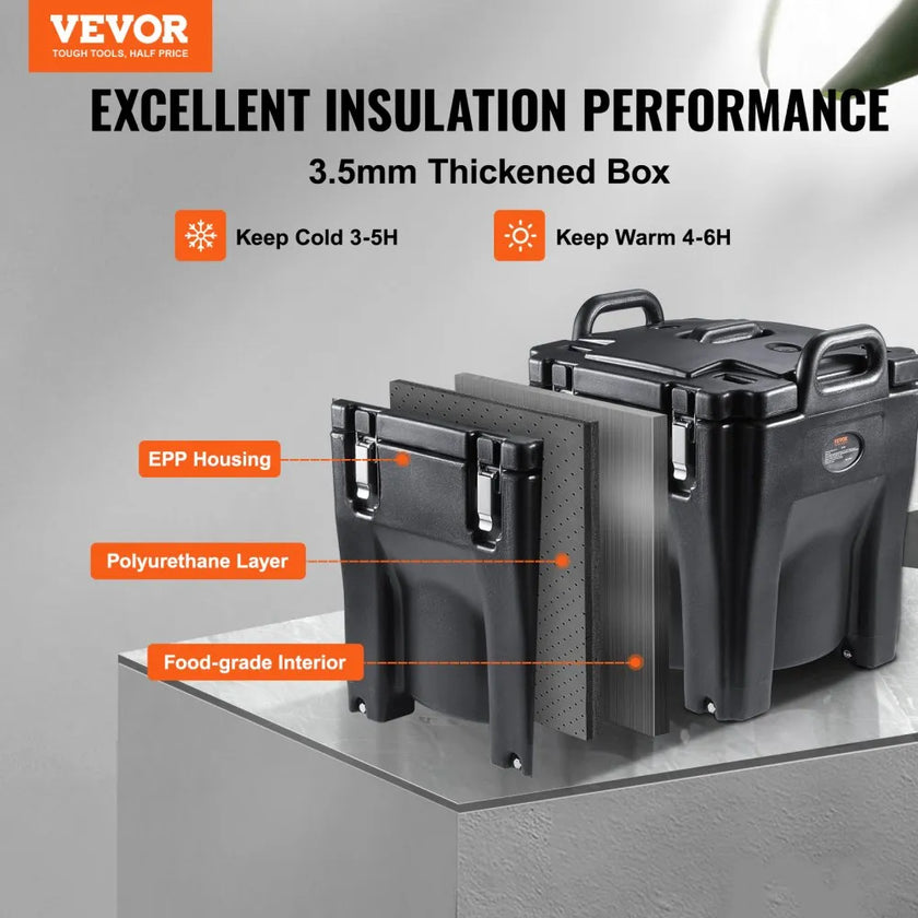 32 Qt Insulated Food Carrier, Stackable Catering Hot Box with 304 Stainless Steel Barrel, Non-Electric Food Warmer & Cold Food Transport Container for Catering, Restaurants & Events